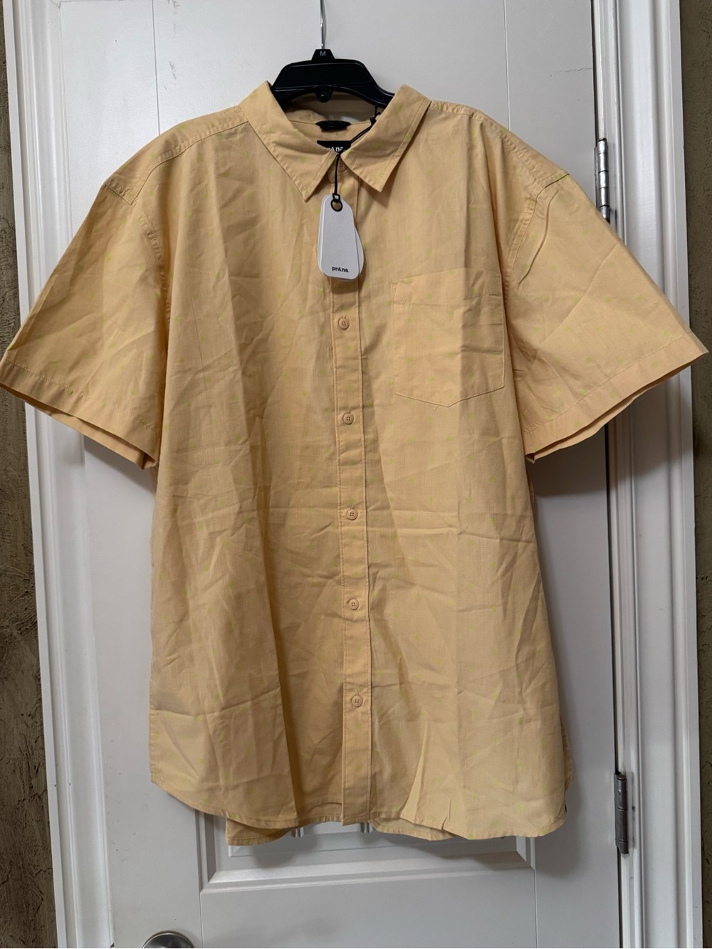 Prana Men's Short-Sleeve Button-Down Shirt in Pale Yellow